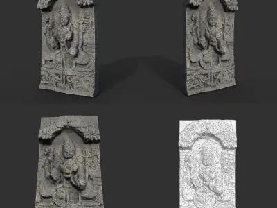 India Temple Wall modular Ultra HD 16K Texture - 221007 Low-poly 3D model