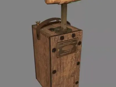 Detonator wooden box with light Low-poly 3D model