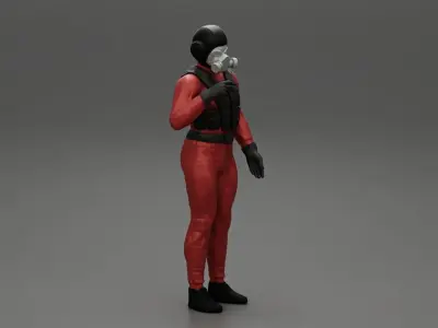 Jet pilot standing in a oxygen mask 3D print model