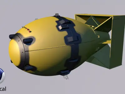 Fat Man Nuclear Bomb Yellow Low-poly 3D model
