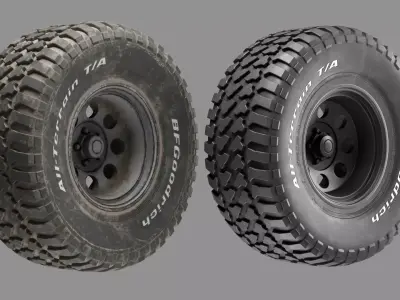 BF Goodrich AT Off Road Tire with Dirt Textures 3D model