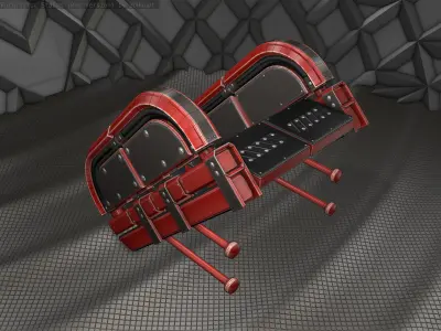 Sci-Fi Stairs - 29 - Red Version  Low-poly 3D model