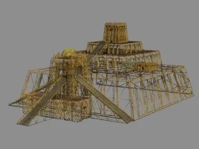 Ziggurat golden pyramid 3D model