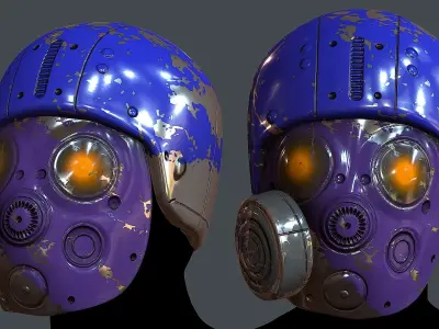 Gas mask helmet 3d model scifi Low-poly Low-poly 3D model Low-poly 3D model 94