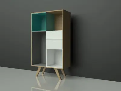 Commode cabinet - wood - colorful - furniture set - Artrzcinski Low-poly 3D model purchase