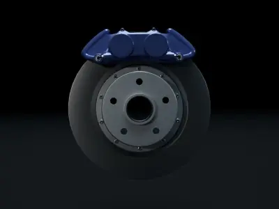 4 piston sport disc brakes Low-poly 3D model