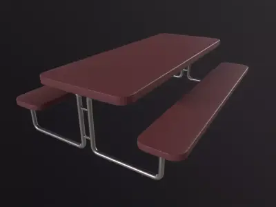 School Picnic Table 3D Model Low-poly 3D model