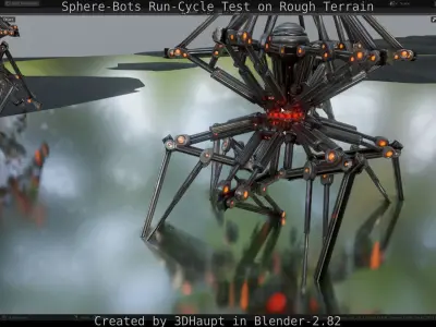 Sphere-Bots Run-Cycle Test on Rough Terrain Free 3D model