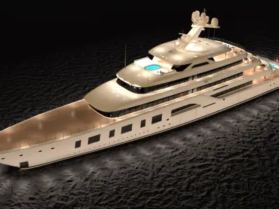 Aqua Yacht Night Scene 3D model