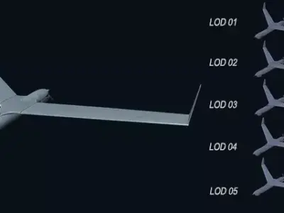 Asset - Army - Scan Eagle - 3D MODEL Low-poly Low-poly 3D model