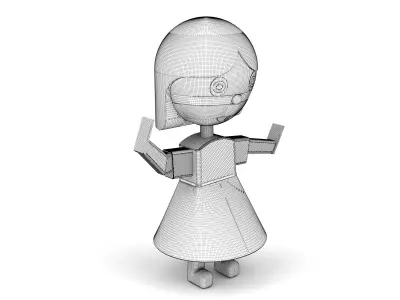 Wooden toy girl 3D model