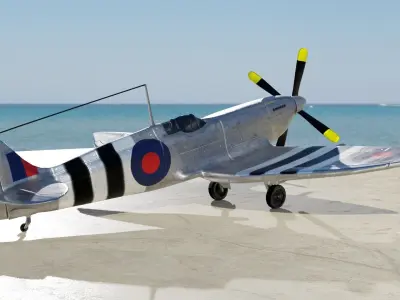 Spitfire Hf mk VII Game and Subdivision ready Free low-poly 3D model