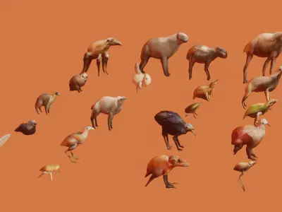 100 animated monster Low-poly 3D model