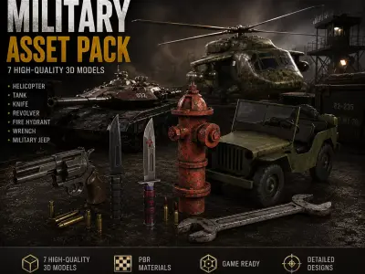 Military Asset Pack  Game Ready Weapons 3D Models Collection Low-poly 3D model