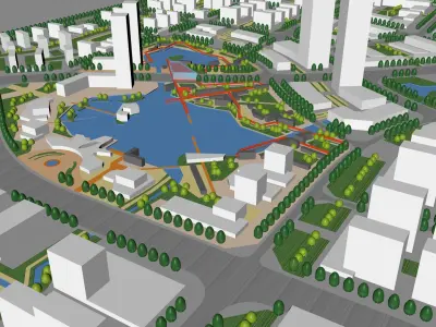 Urban highrise building building ancillary building commercial 3D model