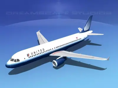 Airbus A320 LP United Airlines 2 Low-poly 3D model