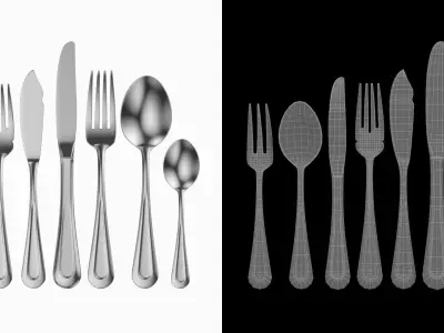 Classic Cutlery Set of 9 Pieces COLLECTION 3D model