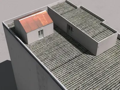 Building Lowpoly apartment with roof Low-poly 3D model