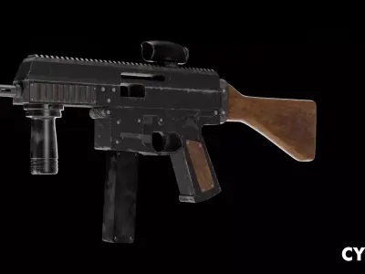Realistic Weapon Low Poly - PBR Texture - Blender Cinema 4D Low-poly 3D model
