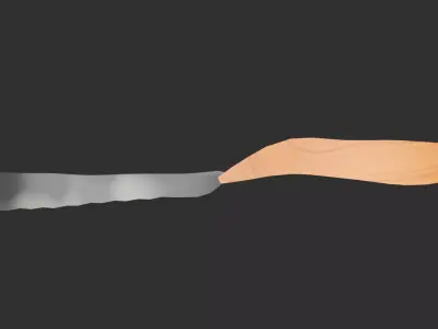 Dinner knife with wooden handle in real dimension Free low-poly 3D model