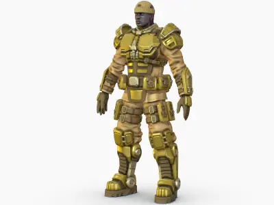 High Poly Man Military Heavy Armor Future 3D model