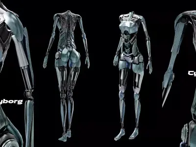 Cyborg Girl Skeleton - Fully Rigged 3D model