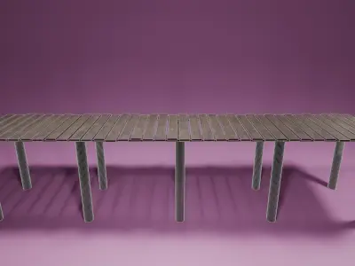 Bridge in lake Low-poly 3D model