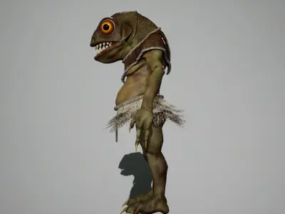 Gecko warrior Low-poly 3D model