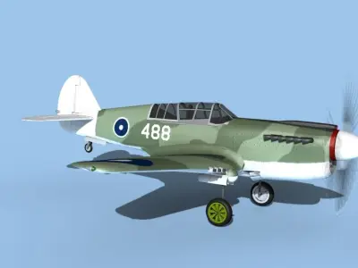 Curtiss P-40N Tomahawk Australia 3D model