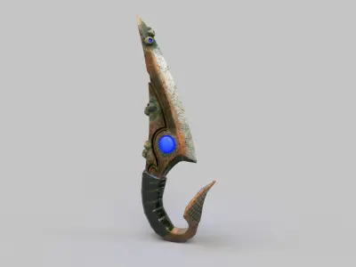 Knife-Fish sword with eyes Low-poly 3D model