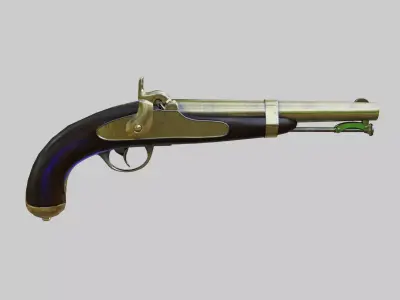 Aston M1842 54 Cal Black Powder Pistol Low-poly 3D model