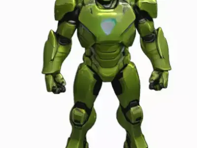 Green Cybernetic Mecha Warrior Robot 3D Character Low-poly 3D model