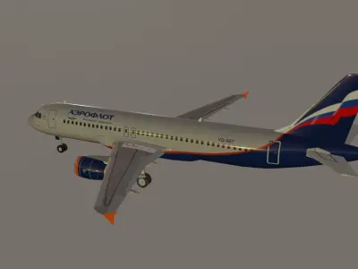 Aeroflot airbus a320-214 low poly 3D Model Low-poly 3D model