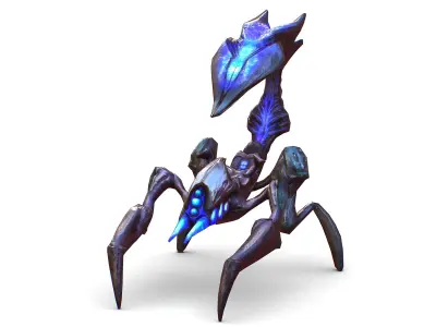Blue alien UFO mutant scorpion Low-poly 3D model