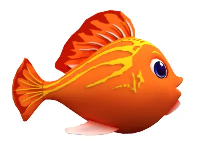 Red Lyretail Molly Fish Cartoon Animated Low-poly 3D model