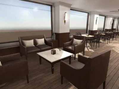 Cafeteria Interior Low-poly 3D model