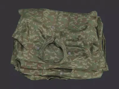 Camouflage Military Uniform Fabric Stack Low-poly 3D model