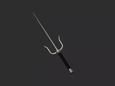 Realistic Sai Ninja Weapons Low Poly High Poly PBR Model Low-poly 3D model