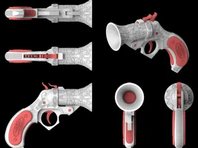 3D Printable Victorian Flare Gun with Working Mechanism 3D print model