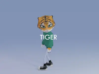 Low Poly Stylish Animal - Wildcat Pack Free low-poly 3D model