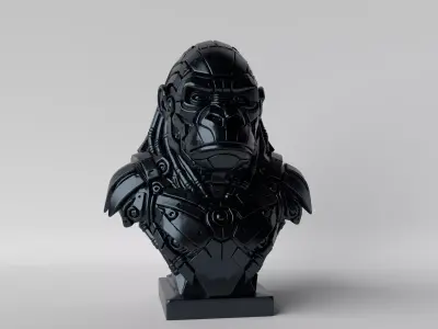 Cyber Gorilla  Futuristic Mecha Gorilla Bust 3D print model