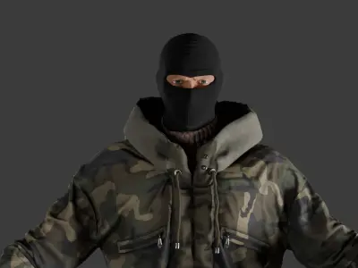 A sniper soldier with a used sv 98 sniper rifle Low-poly 3D model