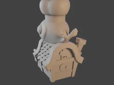 Eatery house with chef on top Free 3D model