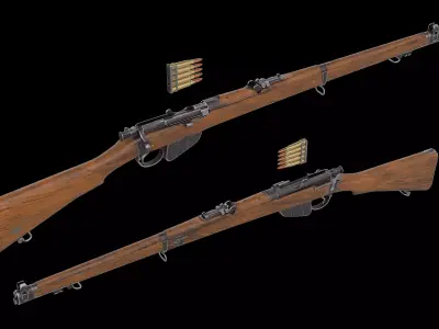 Short Magazine Lee-Enfield SMLE MkI rifle Low-poly 3D model