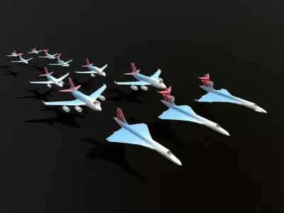 Jet Airplanes Low-poly 3D model