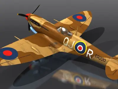 SPITFIRE MK VB TROP 92nd Squadron Low-poly 3D model