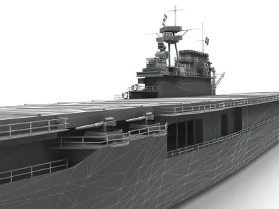 Military Aircraft Carrier Ship USS Yorktown CV10  Low-poly 3D model