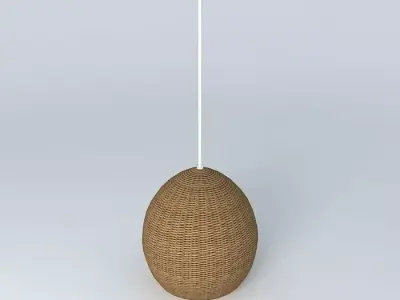 lustre de vime wicker ceiling lamp Free 3D model