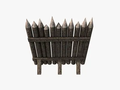 Stockade construction kit Low-poly 3D model
