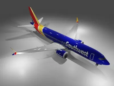 Southwest Airlines Boeing 737 max 8 3D model Low-poly 3D model